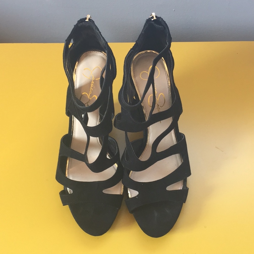 Jessica Simpson - black suede wedges Sz 9.5
